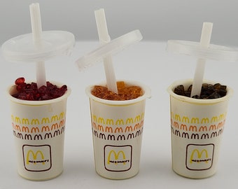 Vintage Miniature McDonald's Filled Fountain Cups with Lid and Straw.