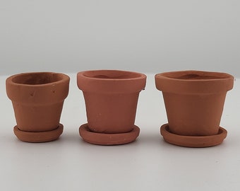 Vintage Miniature Handmade Pots with Saucer
