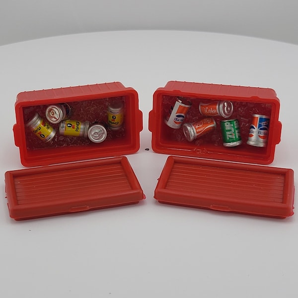 Vintage Miniature Soda or Beer Cooler with Ice