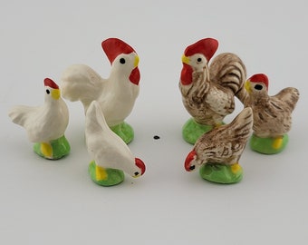 Vintage Miniature Rooster and Two Hens Set