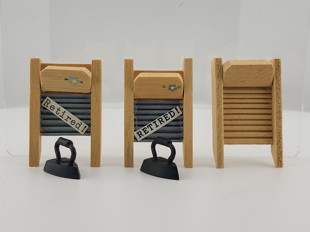 Vintage Miniature Washboard With Iron Etsy