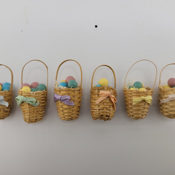 Vintage Miniature Easter Egg Basket with Bows