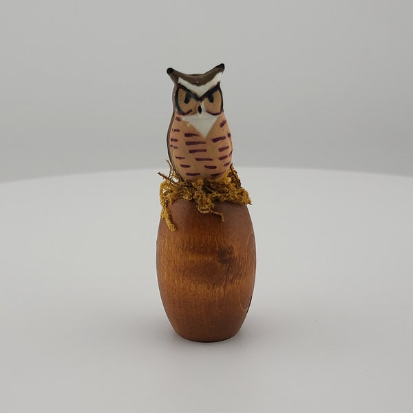 Vintage Miniature Owl on Barrel