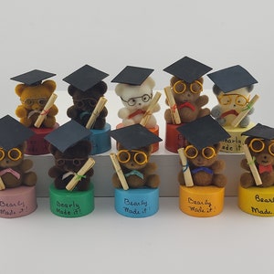 Vintage Miniature &quot;Bearly Made It&quot; Graduation Bear
