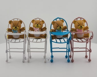 Vintage Miniature Teddy in High Chair