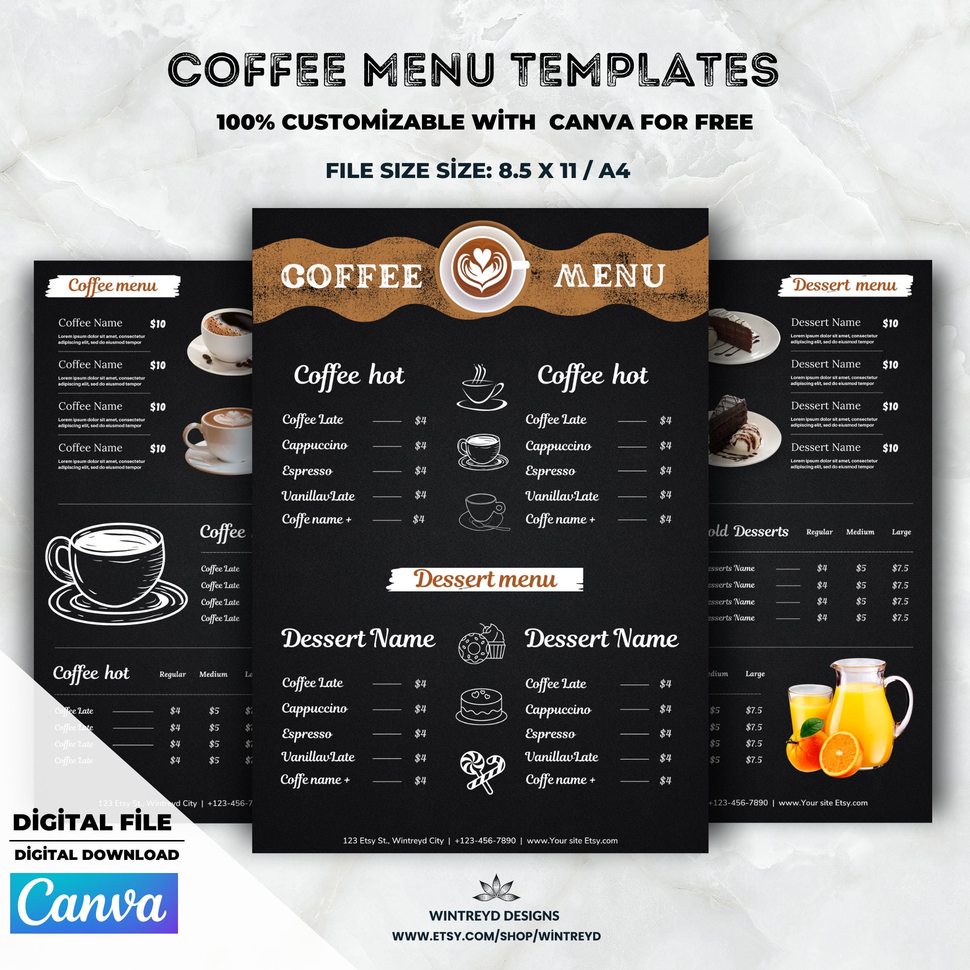 Coffee Menu Templates, Coffee Price List, Professional and Customizable
