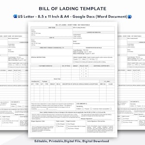 Bill Of Lading Template, Google Docs (Word Document)