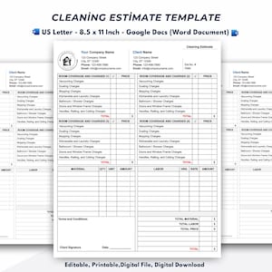 Cleaning Estimate Template - Digital Download