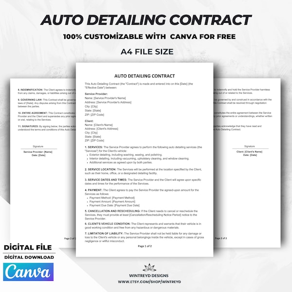 Car Detailing Contract Template Car Detailing Contract Template