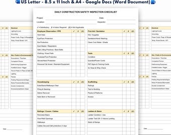 Lista kontrolna codziennej kontroli bezpieczeństwa budowy, Dokumenty Google (dokument Word)