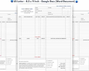 HVAC Service Order Invoice Template