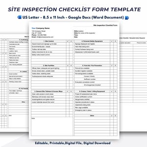 Construction Site Inspection Checklist Template (Google Docs)
