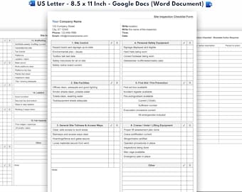 Construction Site Inspection Checklist Template