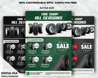 Tire Sale Flyer Template, Canva Tire Shop Flyer, Tire Service Center Flyer, Canva Templates