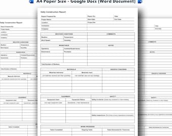Template für einen täglichen Baurapport, Google Docs (Word-Dokument)