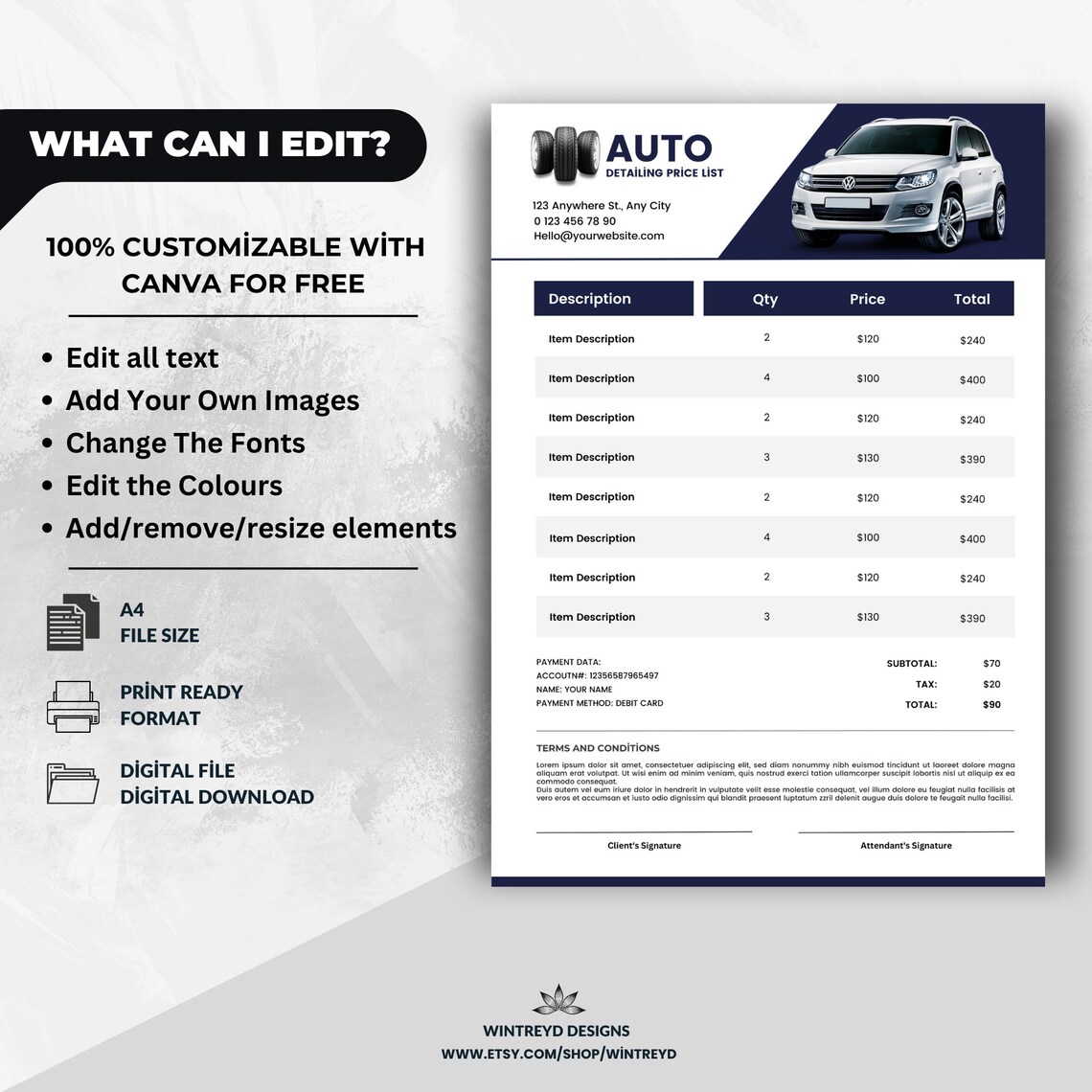 Auto Detailing Price List, Car Detailing Price List, Auto Repair Shop