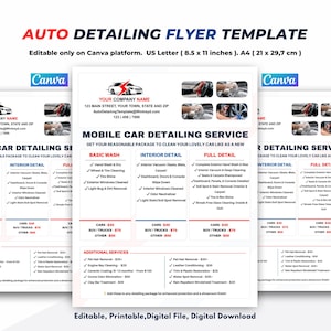 Auto Detailing Flyer Template | Mobile Car Wash & Detailing Service Marketing Flyer | Editable Canva Template