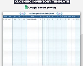 Clothing Inventory Template, Clothing Store Inventory Templates, Google Sheets (excel) Template