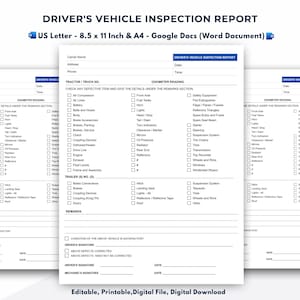 Driver's Vehicle Inspection Report Template, Detailed Driver Forms ...