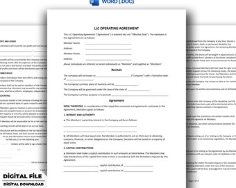 LLC Operating Agreement Template - Professional LLC Operating Contract