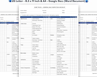 Dump Truck Daily Inspection Checklist Template, Google Docs (Word Document)