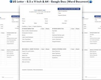 Vehicle Inspection Report Form Template, Google Docs (Word Document)