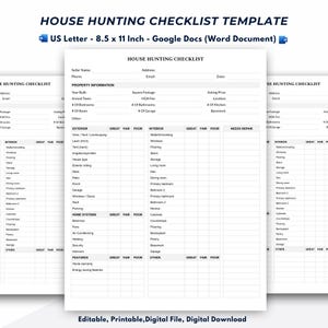 Haus Jagd Checkliste Template, Hauskauf Planner, Google Docs (Word Dokument)