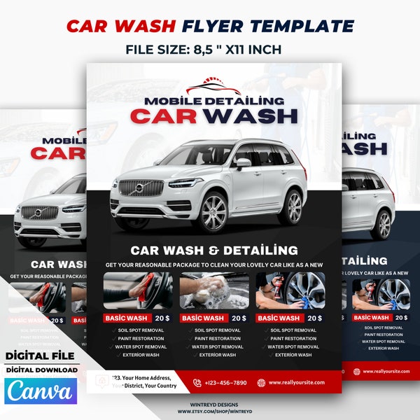 Car Wash Flyer Template, Car Detailing Flyer - V7