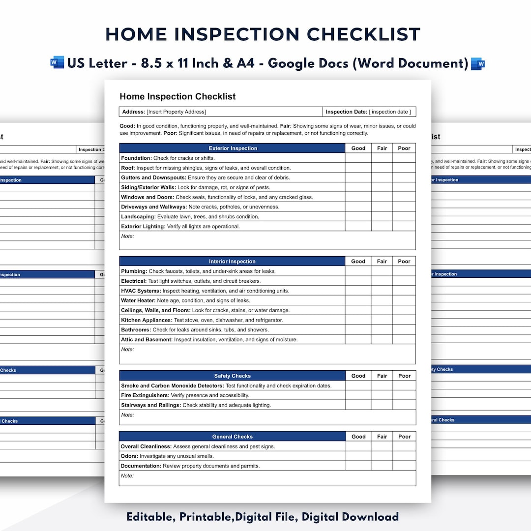 Home Inspection Checklist Hvac Inspection Cost Property Inspection