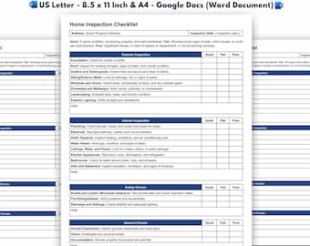 Home Inspection Checklist Template, Google Docs (word Document