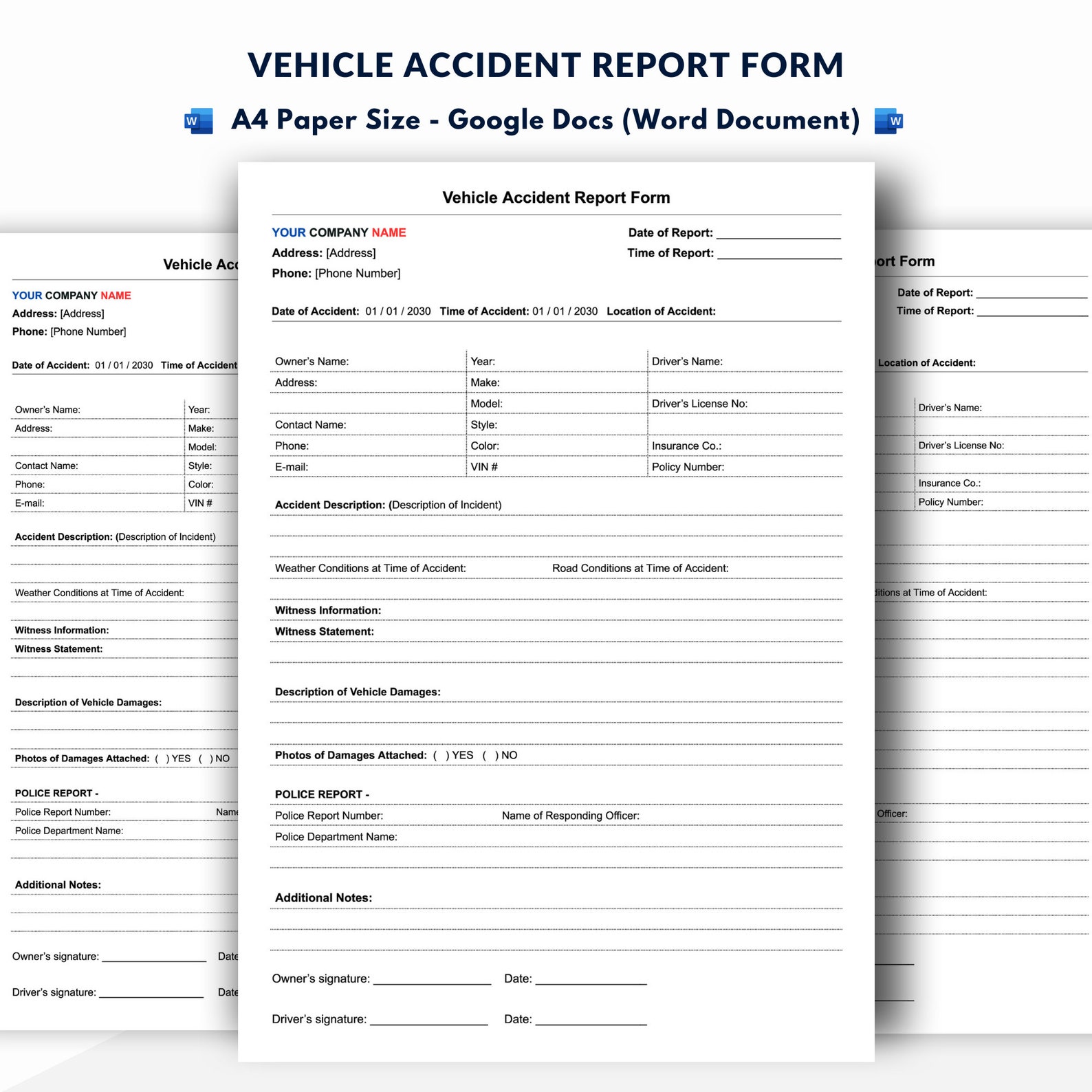 Vehicle Accident Report Form- Accident Incident Report Form - Google ...