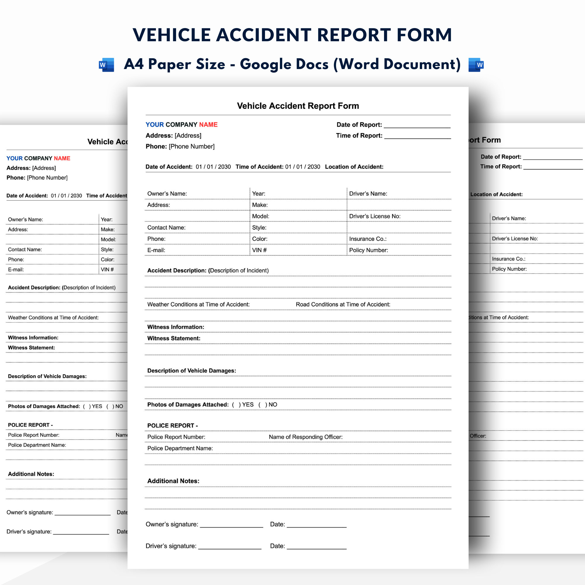 Vehicle Accident Report Form- Accident Incident Report Form - Google ...