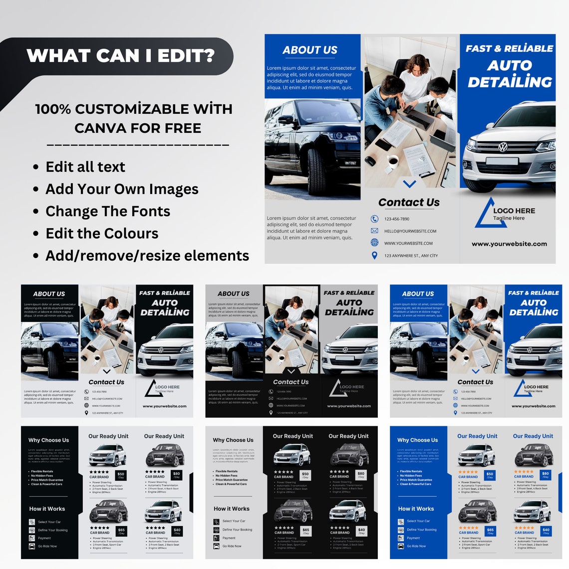 Auto Detailing Brochure Template Car Detailing Brochure Canva Etsy