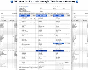May include: A body shop repair estimate template on US Letter size paper. The document includes sections for labor, parts, and totals. The template is editable, printable, and available as a digital file.