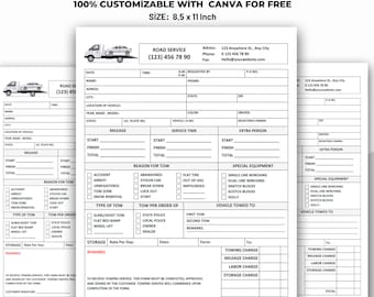 Road Service Invoice Template, Road Service Towing Register Form, Road Service Template