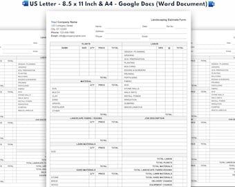 Landscaping Estimate Form Template, Google Docs (Word Document)