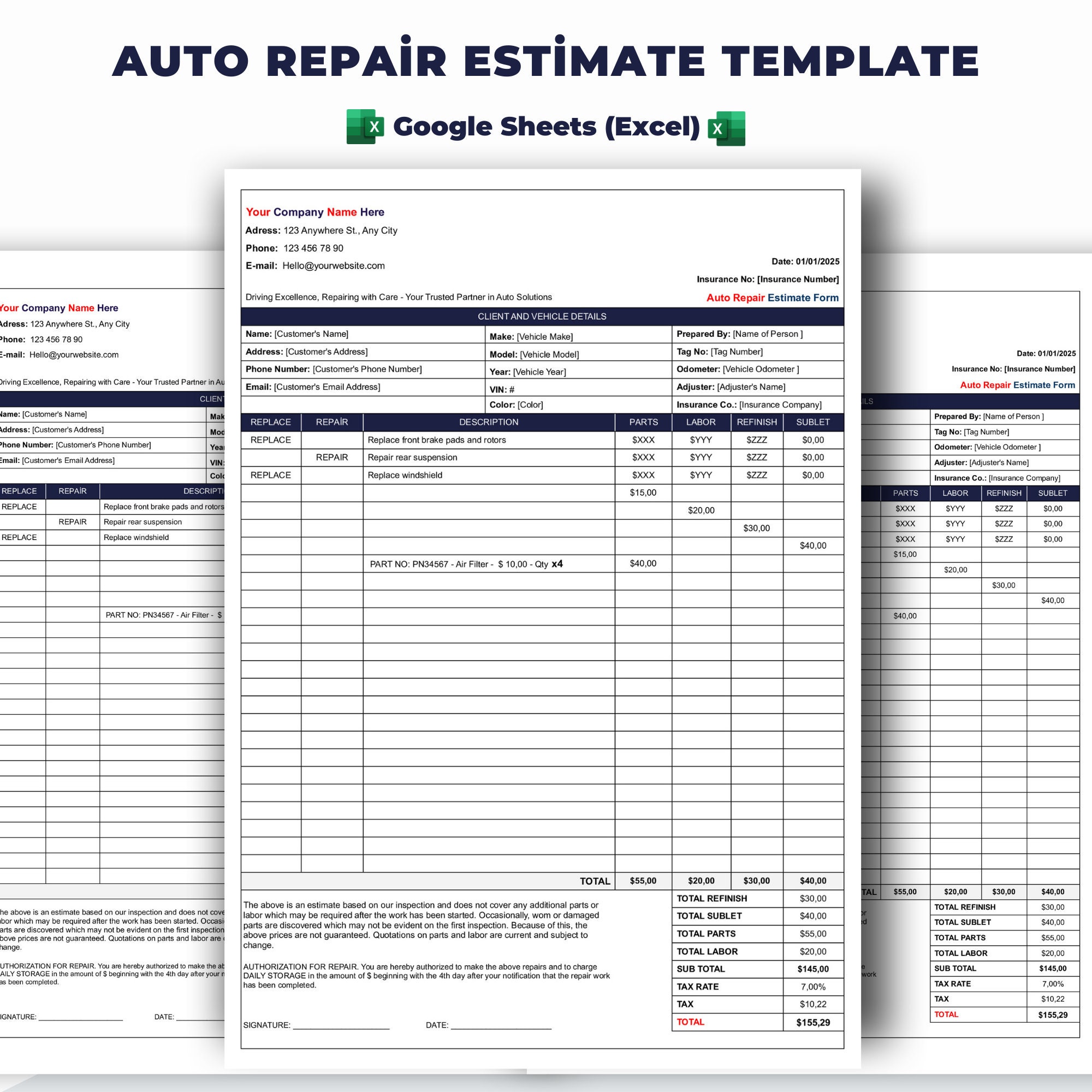 Auto Repair Estimate Template Automotive Service Estimate Template Auto Repair Estimate Template Automotive Service Estimate Template