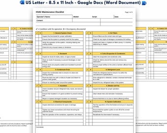 HVAC Maintenance Checklist Template, HVAC Preventive Maintenance Essentials Checklist, Google Docs (Word Document)