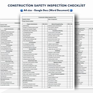 Construction Safety Inspection Form - Workplace Safety Checklist