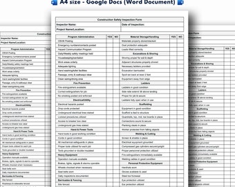 Form für die Sicherheitsinspektion am Arbeitsplatz - Checkliste für die Sicherheit am Arbeitsplatz