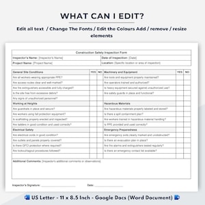 Construction Safety Inspection Form - Google Docs (Word Document)