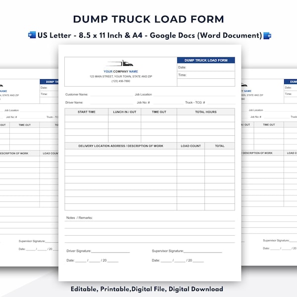 Load Sheet Example Trucking Load Sheet Template - Etsy
