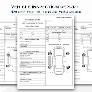 Vehicle Inspection Report Template: Visual Checklist (Google Docs)