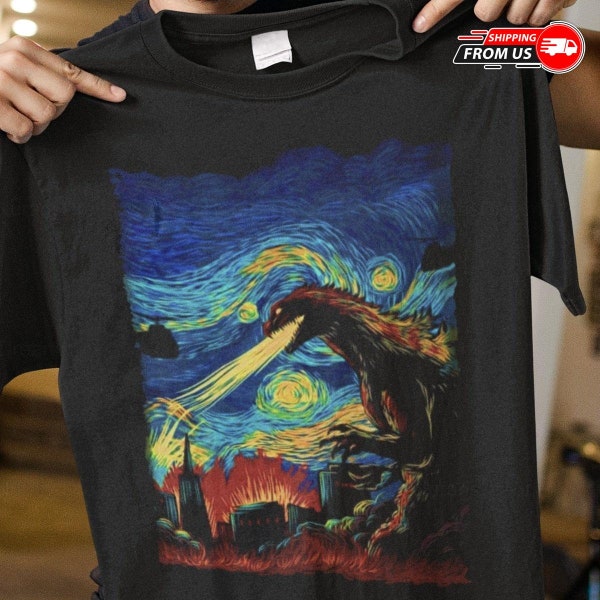 Godzilla Starry Night Shirt, Godzilla Hoodie, Godzilla Sweatshirt, Dinosaur Shirt, Dadzilla Shirt, King Kong Shirt, Monsters Shirt