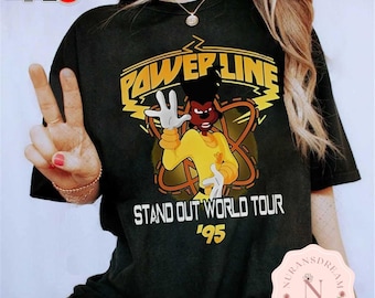 Chemise Powerline Stand Out Tour 95, A Goofy Movie Chemises Disney, Powerline World Tour, Chemise Max Dingo Roxanne Powerline