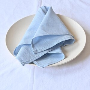 36 Tovaglioli Di Stoffa Blu Polvere Con Frange - 40x40 Cm - 100% Cotone - Fatti A Mano Per Matrimoni E Feste