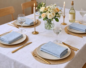 Paquete de 100 servilletas de algodón azul polvoriento: decoración de fiesta de boda lavada a la piedra