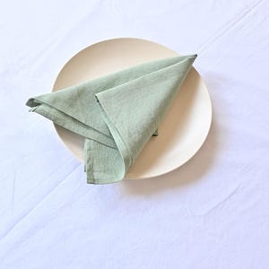 Sage Green Cotton Napkins Set: Stonewashed Reusable Dinner Napkins