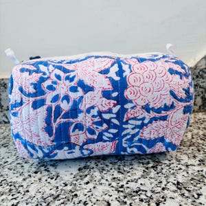 5 peças pequena bolsa de maquiagem acolchoada bolsa de maquiagem floral bolsa de cosméticos estética feita à mão bolsa de cosméticos de flores bolsa de cosméticos de algodão acolchoado bolsa de viagem presentes