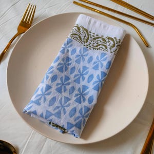 Cotton Printed Napkins 100 Pack of Hand Block Printed Napkin Set Cotton Bohemian Weddings Napkins, Reusable Table Cloth Dinner Party Napkins